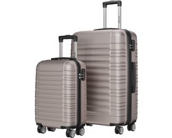 TRVLMORE Kofferset - 2 Delig - 38L Handbagage + 110L Ruimbagage - Lichtgewicht - Trolley - Reiskoffer Set - Roségoud