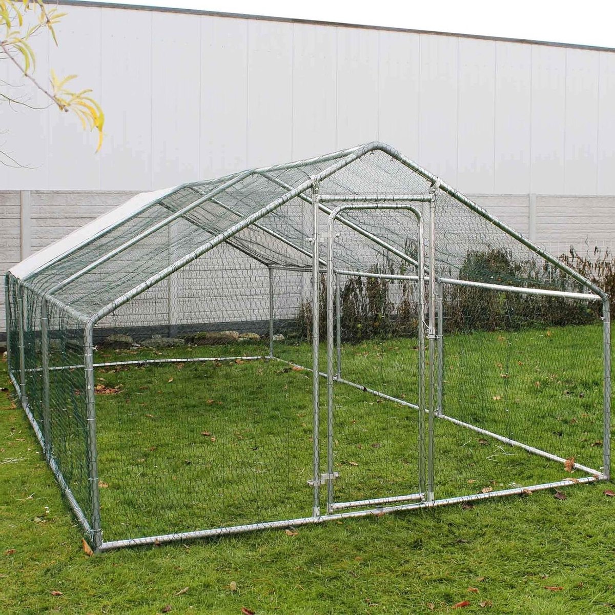Buitenren Voliere - Dierenhok Kippenhok - Veilige Uitloop - UV-bestendig Zonnedak - 2x3x2 Meter - Zilverkleurig