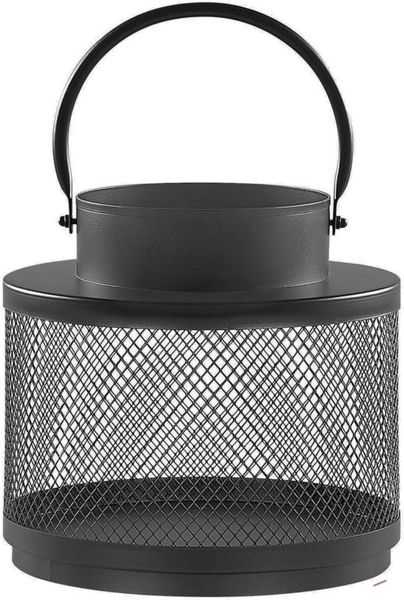 Decoratieve Kaarslantaarn - Sfeerverlichting IJzer - Woonkamer Decoratie - Stabiele Tafelbasis - 24x24x24 cm - Zwart