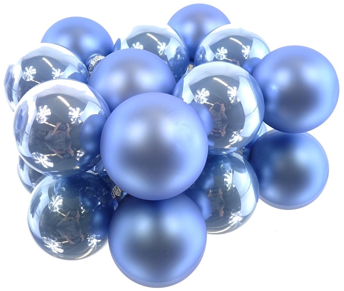 Kerstballen glas d6 cm sky blauw 10 st