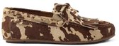 Lazamani hairy leren loafers met koeienprint