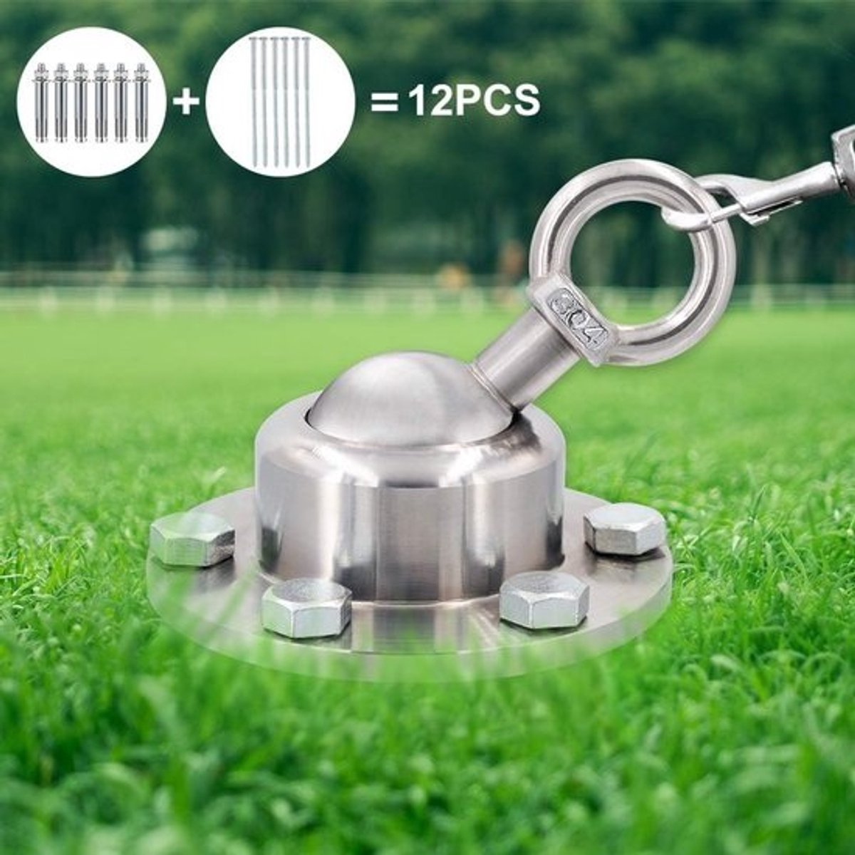 Honden Grondanker - Huisdier Paal - Veilig Vastzetten - 360 Graden Draaibaar - 15cm Lengte - Zilver