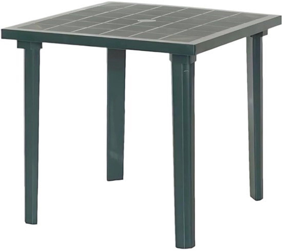 Vierkante tuintafel - Buitentafel buitenmeubel - Buiten dineren - Gat voor parasol - 80 x 80 x 72 cm - Groen