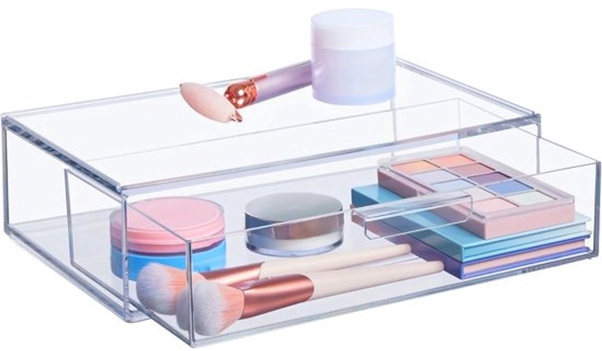 Stapelbare Opberglade - Cosmetica Organiser - Make-up Organiseren - Volledig Verwijderbaar - 20x30.5x8.6 cm - Transparant