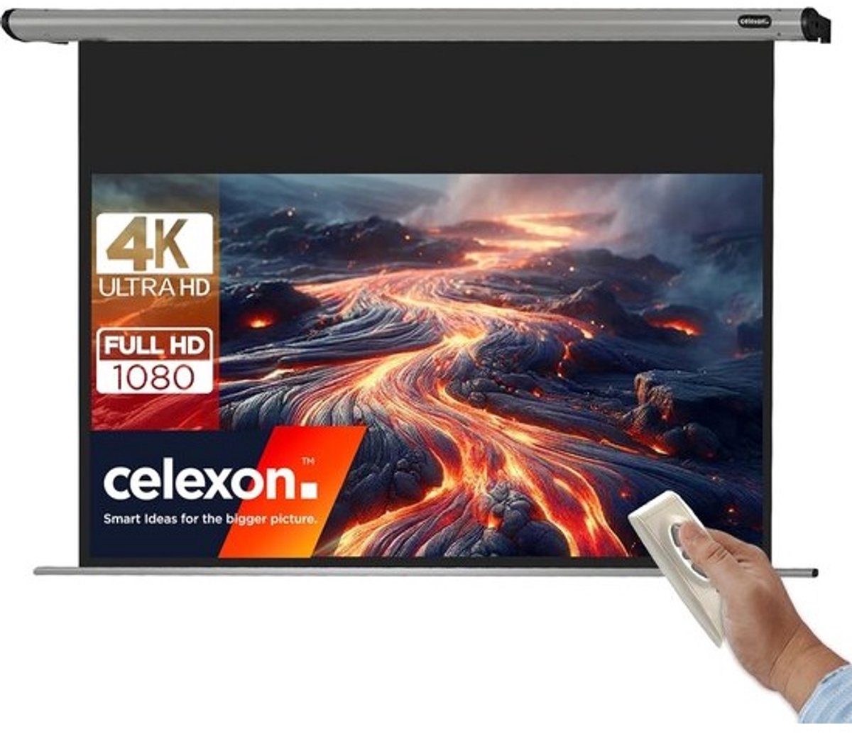 Gemotoriseerd Projectiescherm - Huisbioscoop Scherm - Film Avonden - Wand en Plafondmontage - 180 x 102 cm - Grijs