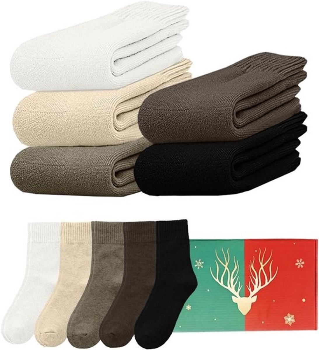 Dikke gebreide thermosokken voor dames - Warm, ademend en comfortabel - Geschenkdoos voor herfst en winter