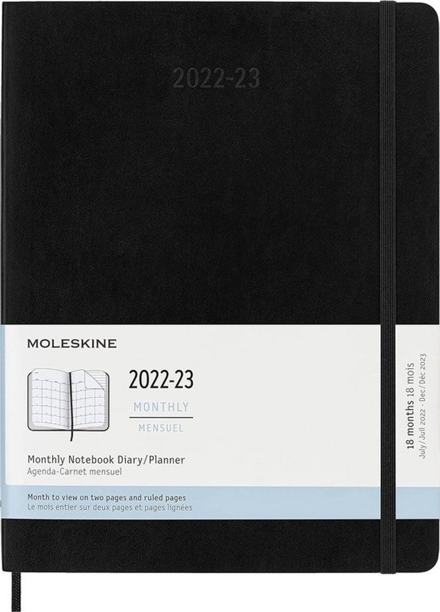 Maandplanner 2023 - 18 Maanden Kalender - Plannen Maken - Zachte Kaft - XL 19x25cm - Zwart