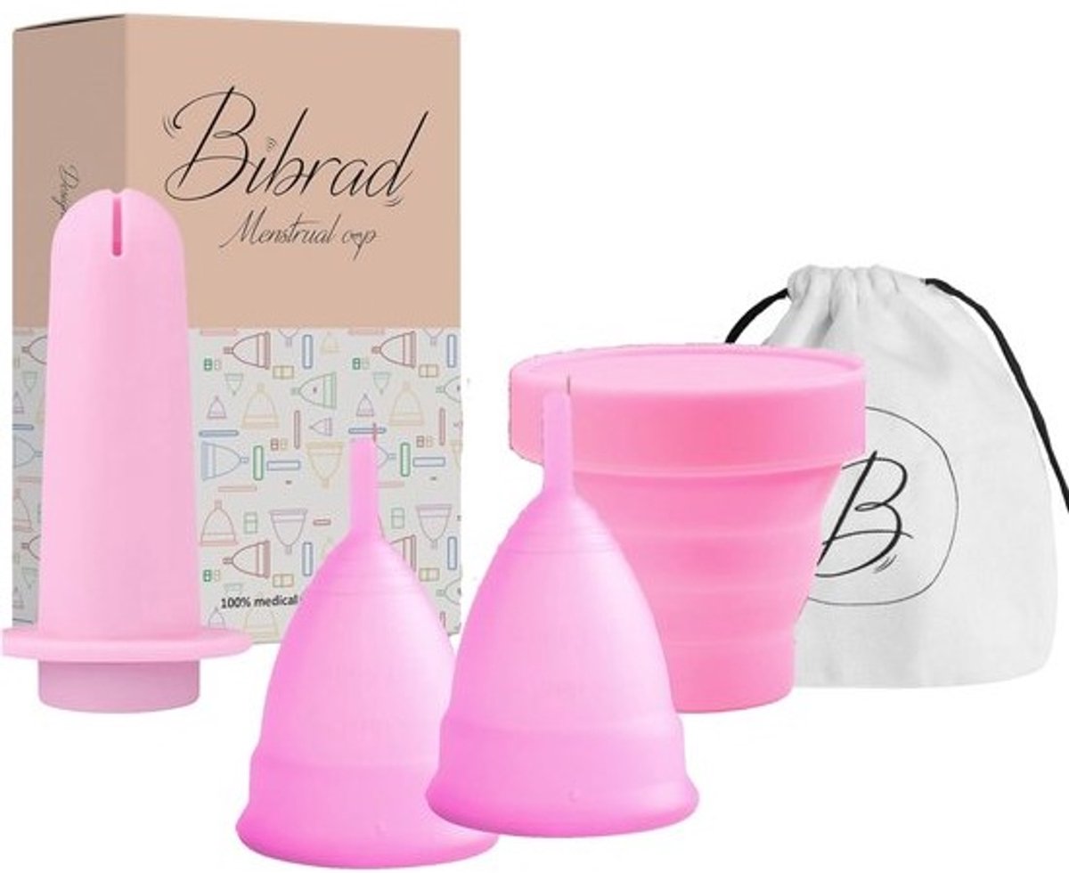 Menstruatiebeker Set M - 2 Bekers + Applicator + Sterilisator + Draagzak - Zacht Medisch Siliconen - Herbruikbaar