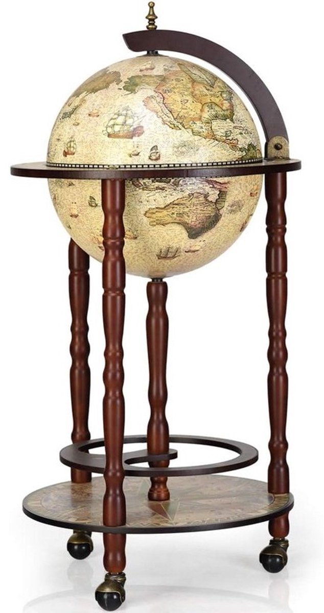Globe Barwagen met Wielen - Minibar Wereldbol en Wijnrek