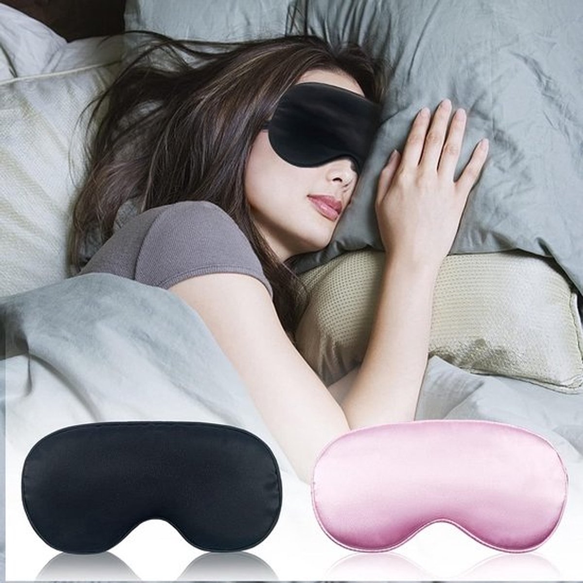 2x Zijden Slaapmasker met Verstelbare Band - Ultra Zacht en Huidvriendelijk Nachtmasker