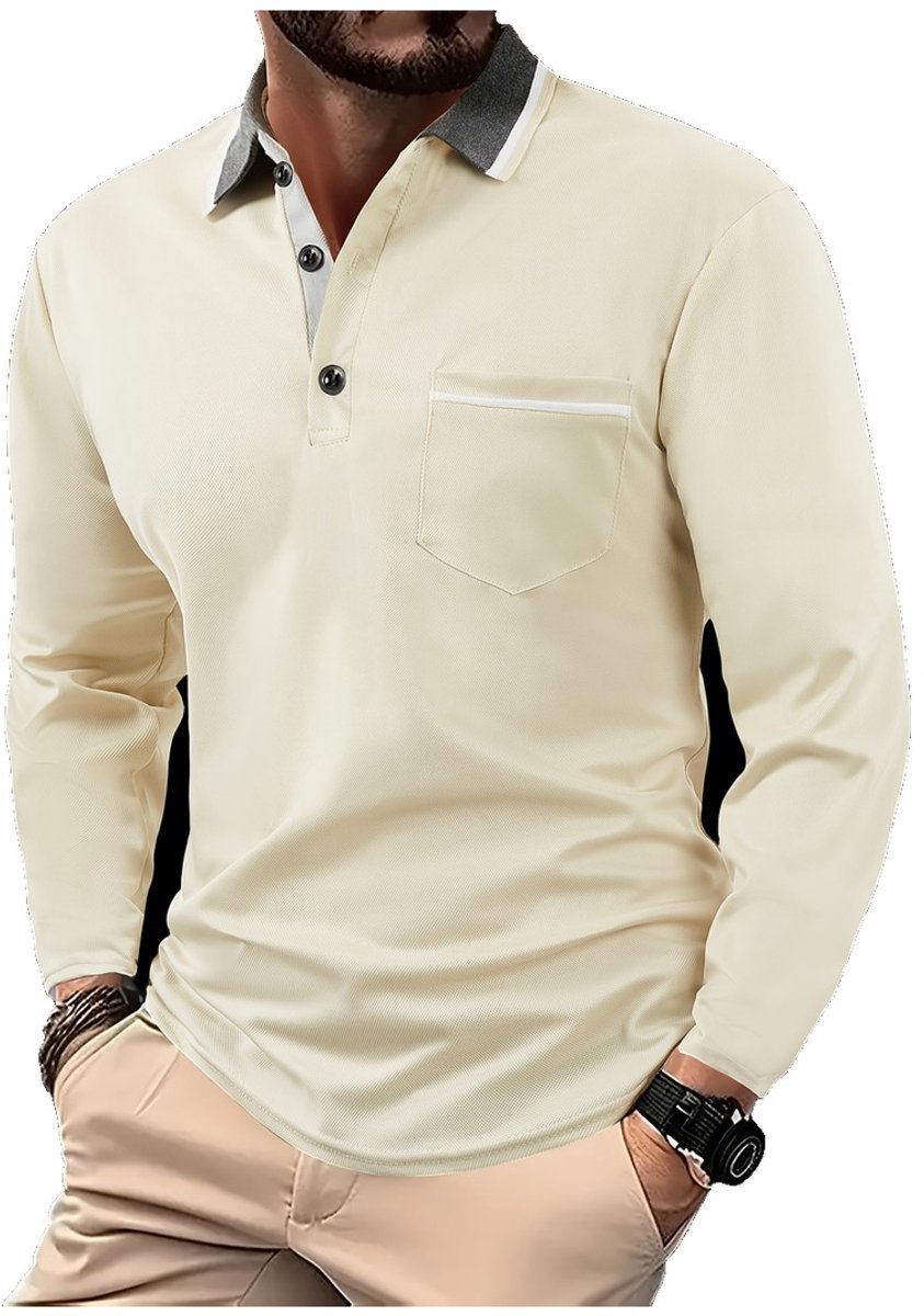 Currero Longsleeve Heren Oversized Lange Mouwen Shirt Roundneck Mannen Kleding T-Shirt Abrikoos