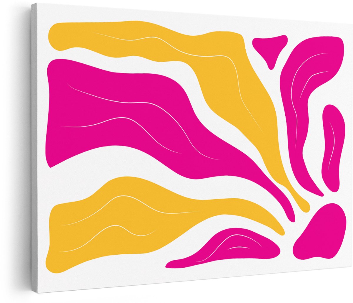 Artaza Canvas Schilderij Abstract - 180x120 cm - Groot - Wanddecoratie Modern - Muurdecoratie Organische Vormen - Kamer Accessoires Kleurrijk - Roze
