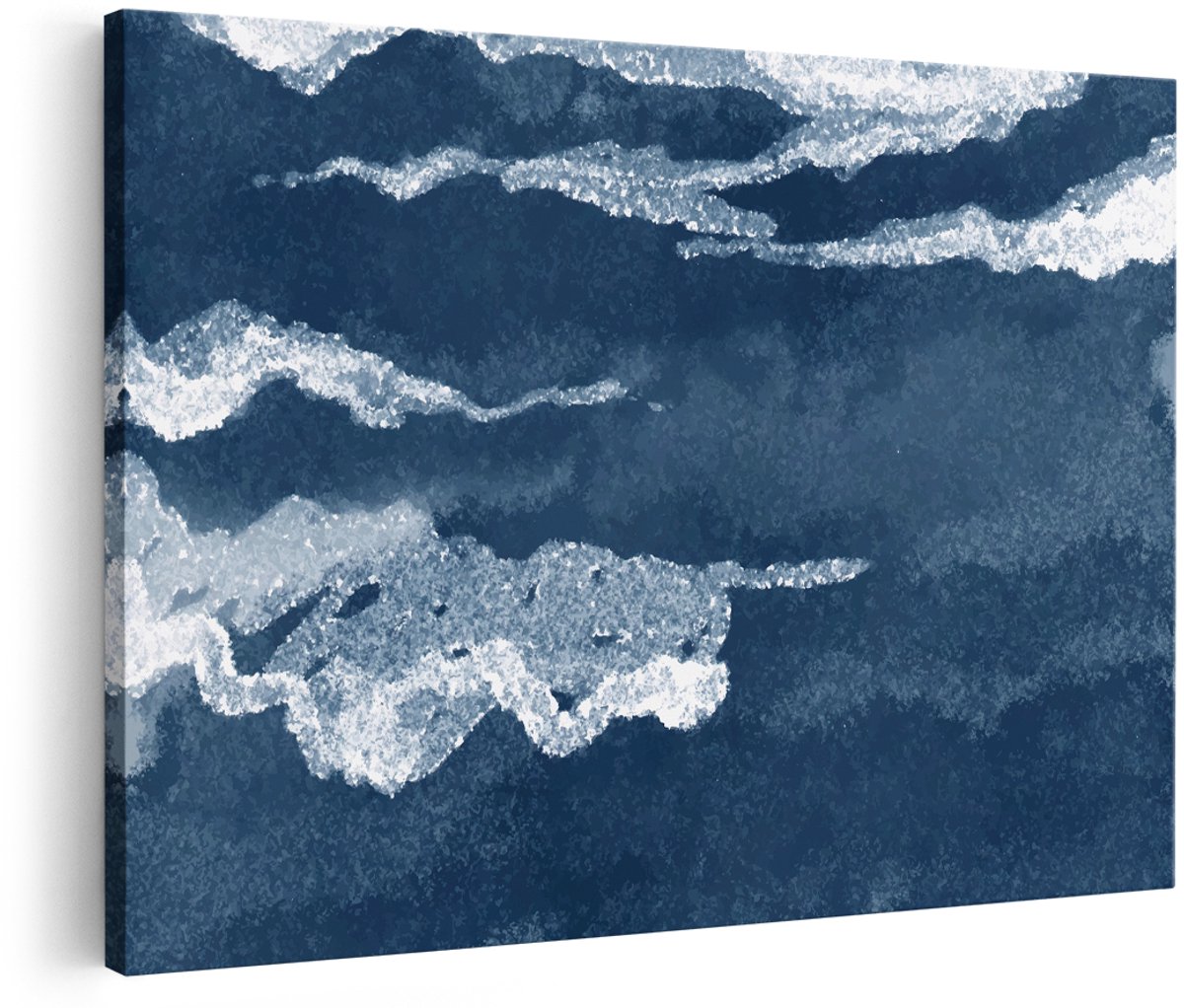 Artaza Canvas Schilderij Abstract - 180x120 cm - Groot - Wanddecoratie Zee - Muurdecoratie Golven - Schilderijen Op Canvas Natuur - Blauw
