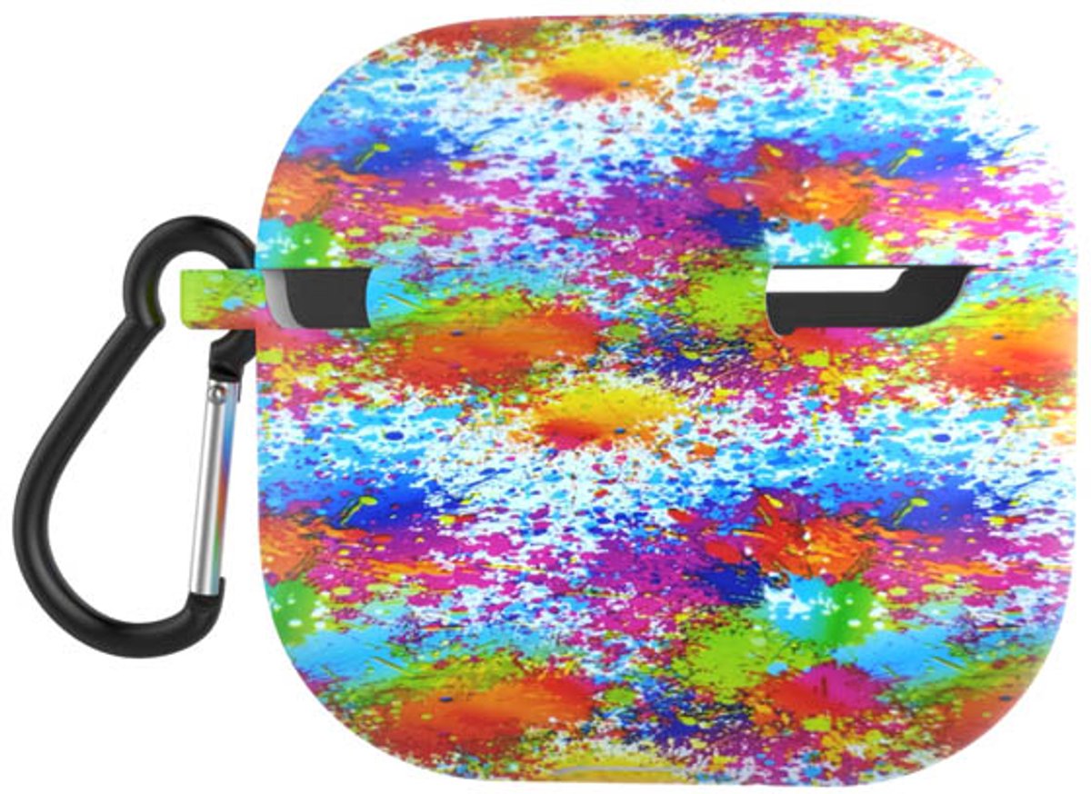Case cover - Apple Airpods 3 - regenboog siliconen - met musketon