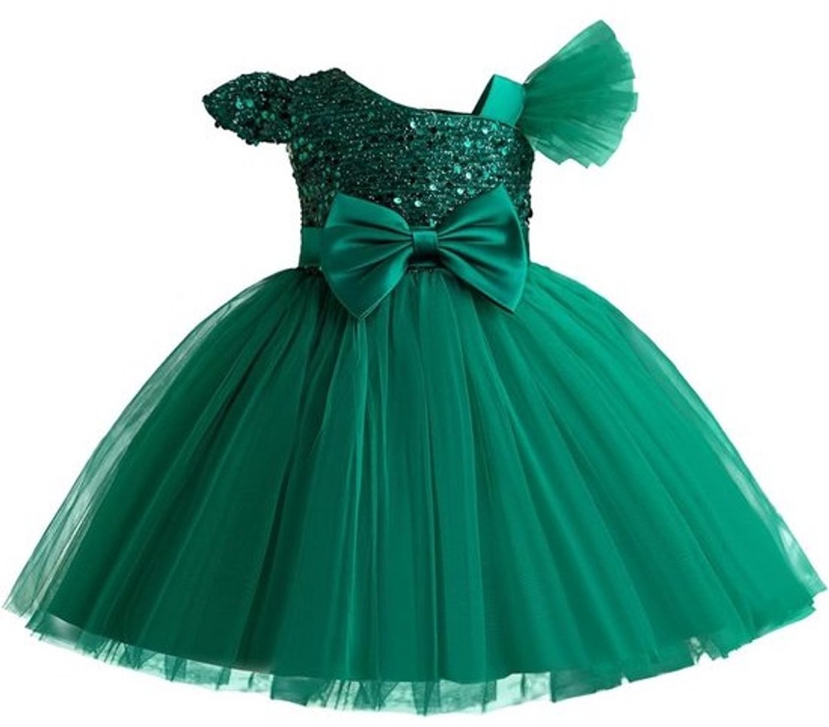 Elegante meisjesjurk met strik en tule voor doopfeest en prinsessenfeesten