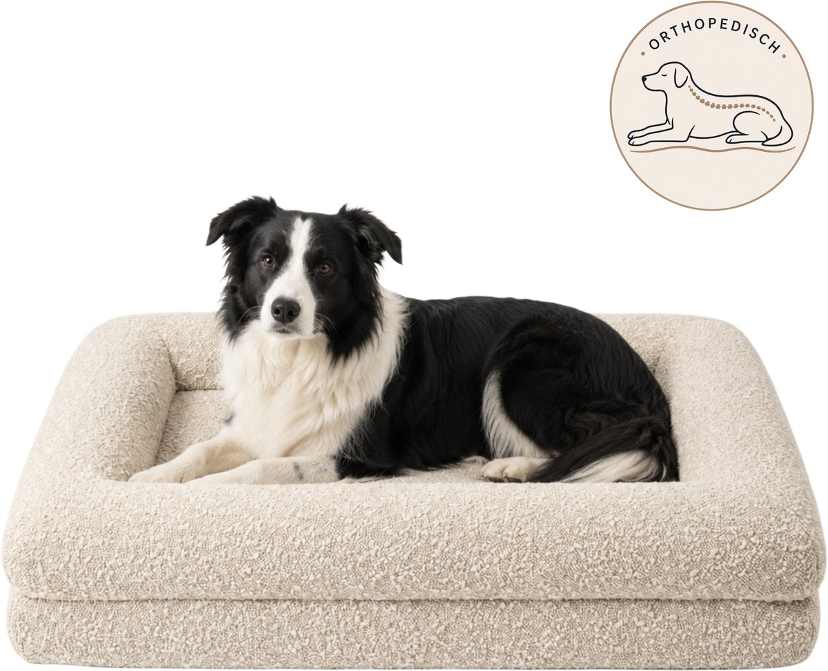 Behave Orthopedische Hondenmand - Memory Foam - Bouclé Beige - M 94×74cm