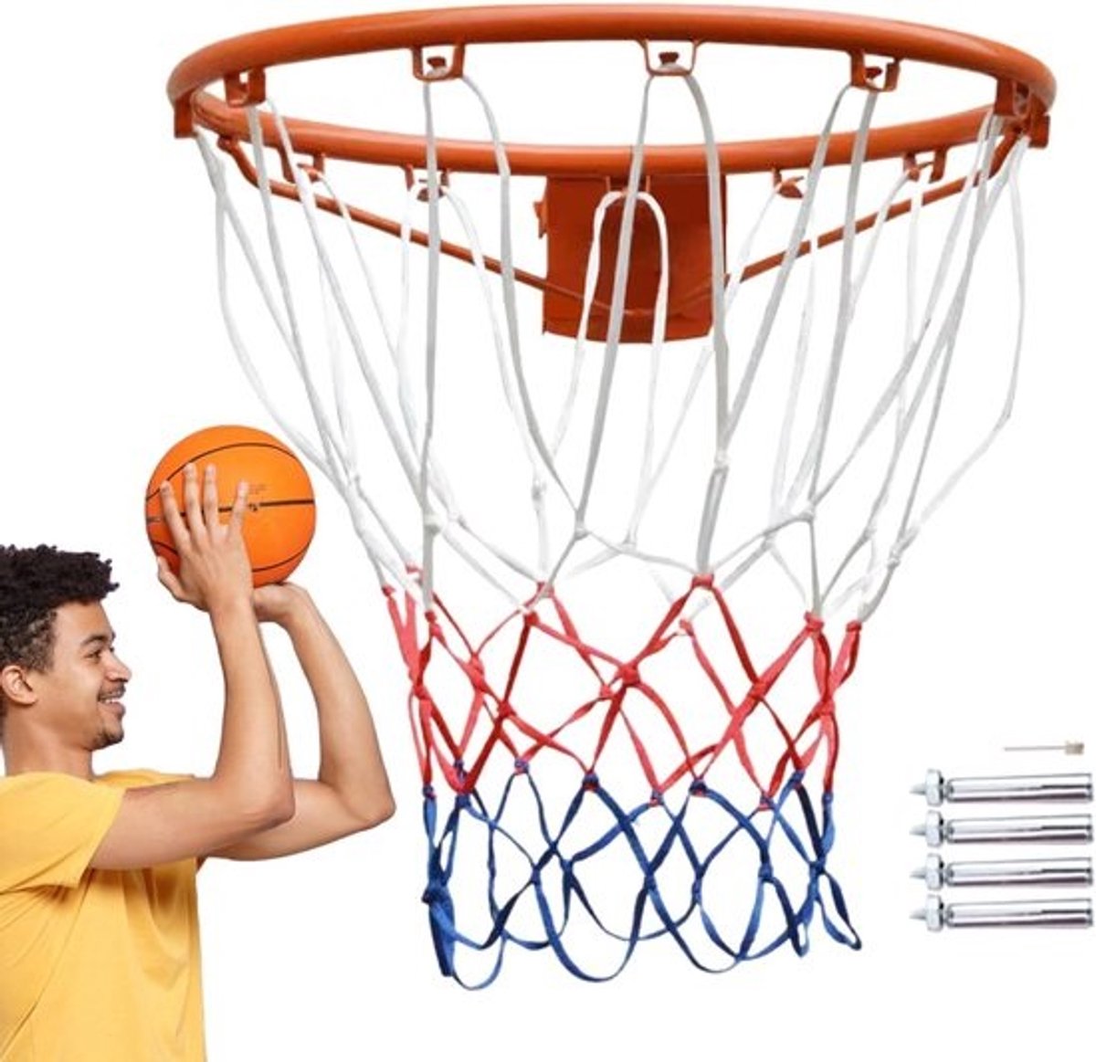 Basketbalkorf Outdoor - Basketbalring Staal - Buiten Sporten - Robuuste Ijzeren Haak - 35 cm Diameter