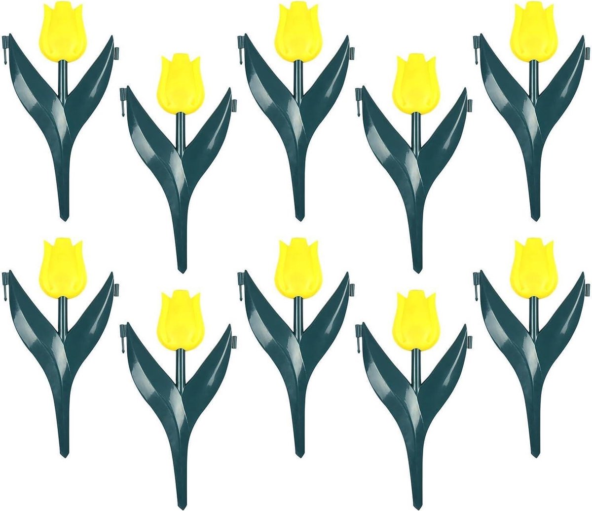 Tuinrand 10 Stuks - Bloemenrand Gazonrand - Tuin Afscheiden - Kunstbloem Vorm - 30x25cm - Geel