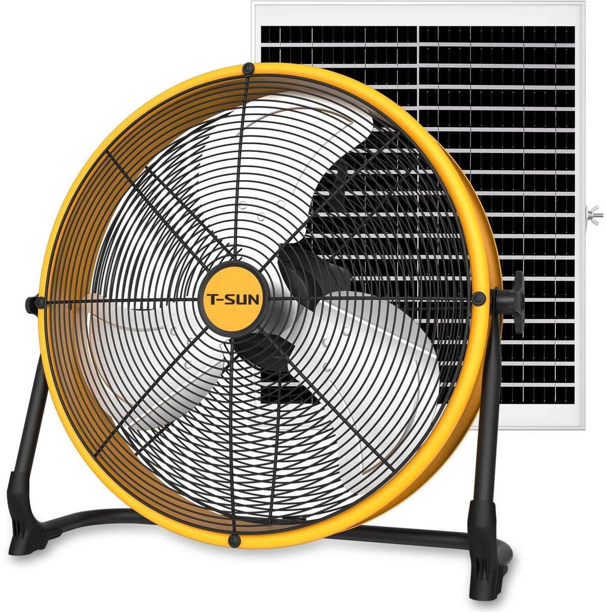 SnelShoppen - 16 inch Zonneventilator voor Buiten, 25W Zonne-energie Ventilator met 5m Kabel en Adapter, 15600 mAh Accu, Ideaal voor Werkplaats, Diere