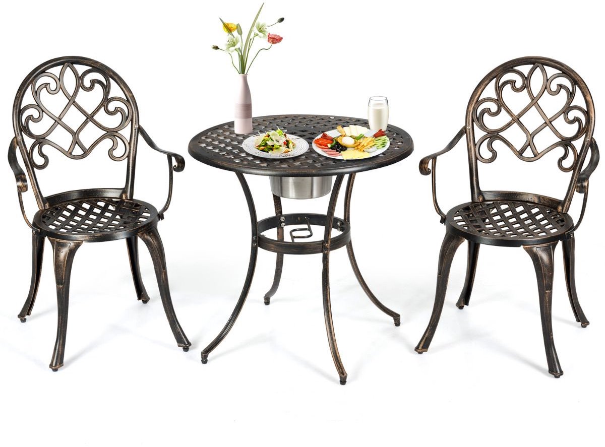 SureDeal® - Tuinmeubel - Bistroset - Stoelen - Bijzettafel Ronde Tafel - Afneembare Ijsemm