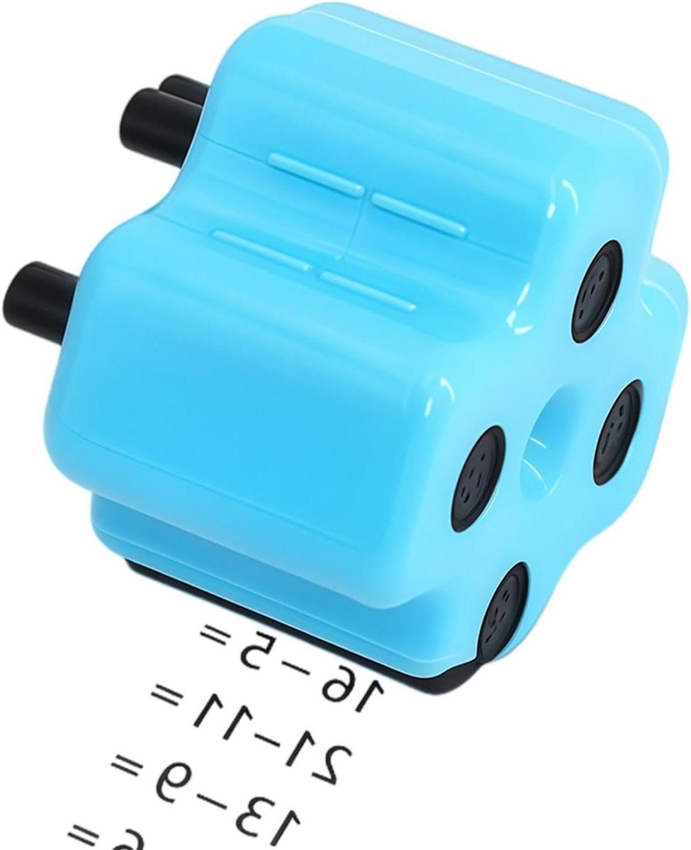 Rekenstempel Roller - Wiskunde Speelgoed - Oefenen Sommen - Verstelbaar Cijfer - 8.5 x 8.5 x 5.5 cm - Blauw