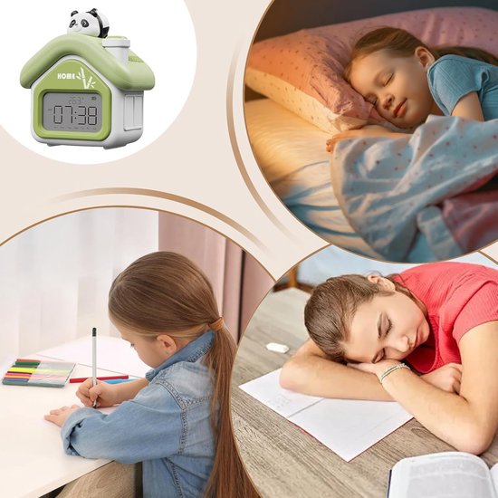 Kinderwekker Digitaal - Cartoon Klok - Slaapkamer Decoratie - Kindvriendelijk Educatief - 95 cm Breed - Groen — afbeelding 5