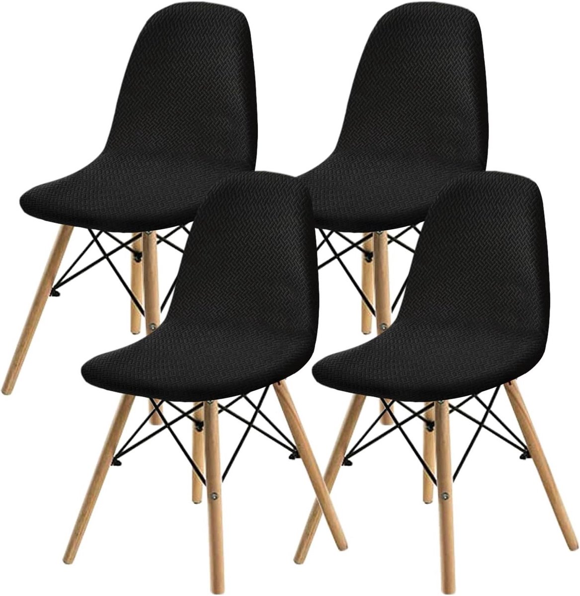 Eetkamerstoelhoezen - Stoelhoezen Stijl Shell - Meubels Vernieuwen - Zeer Rekbaar - 40-52 cm breed - Zwart