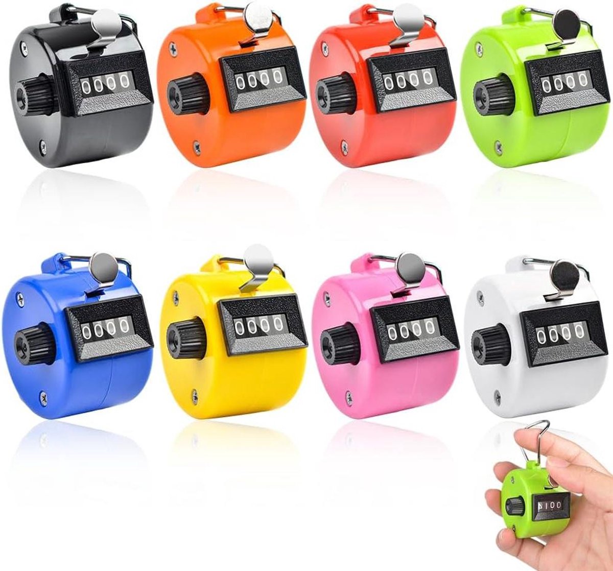 Handmatige Teller - Klikteller Tellen - Activiteiten Tellen - Mechanisch Zonder Batterij - 4 Cijfers - 8 Kleuren