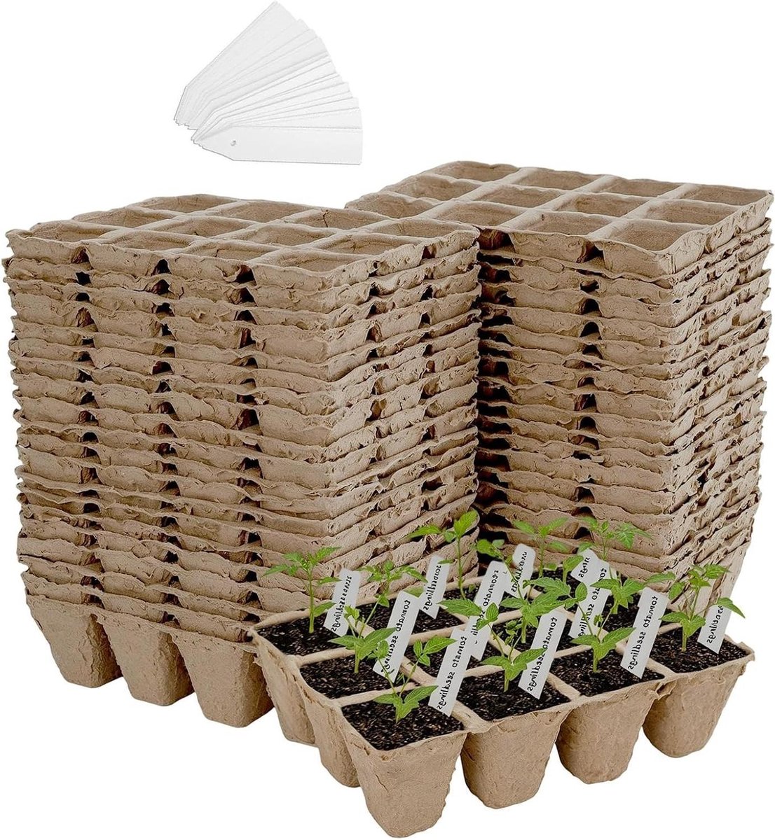 Composteerbare Potten - Zaai potten Kiembakjes - Planten Kweken - Geen Wortelstoring - 40 stuks - Bruin