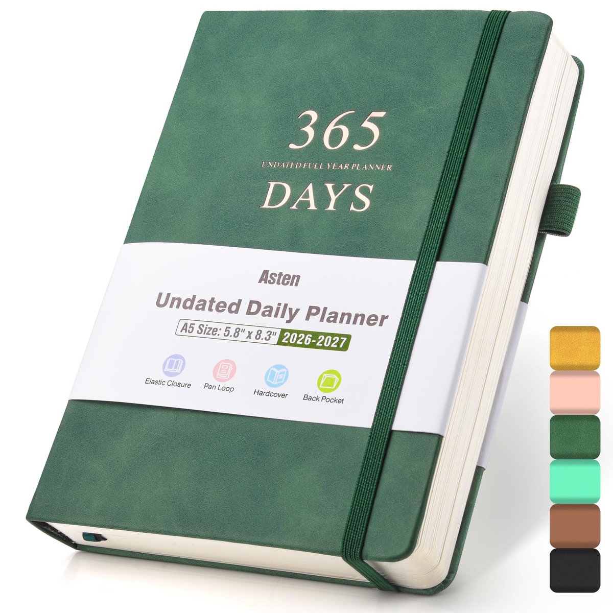 SnelShoppen - Asten Planner Ongedateerde Dagelijkse Planner met Takenlijst, 365 Dagen Planner voor ADHD Volwassenen, Agenda en Uurplanner voor Doelen