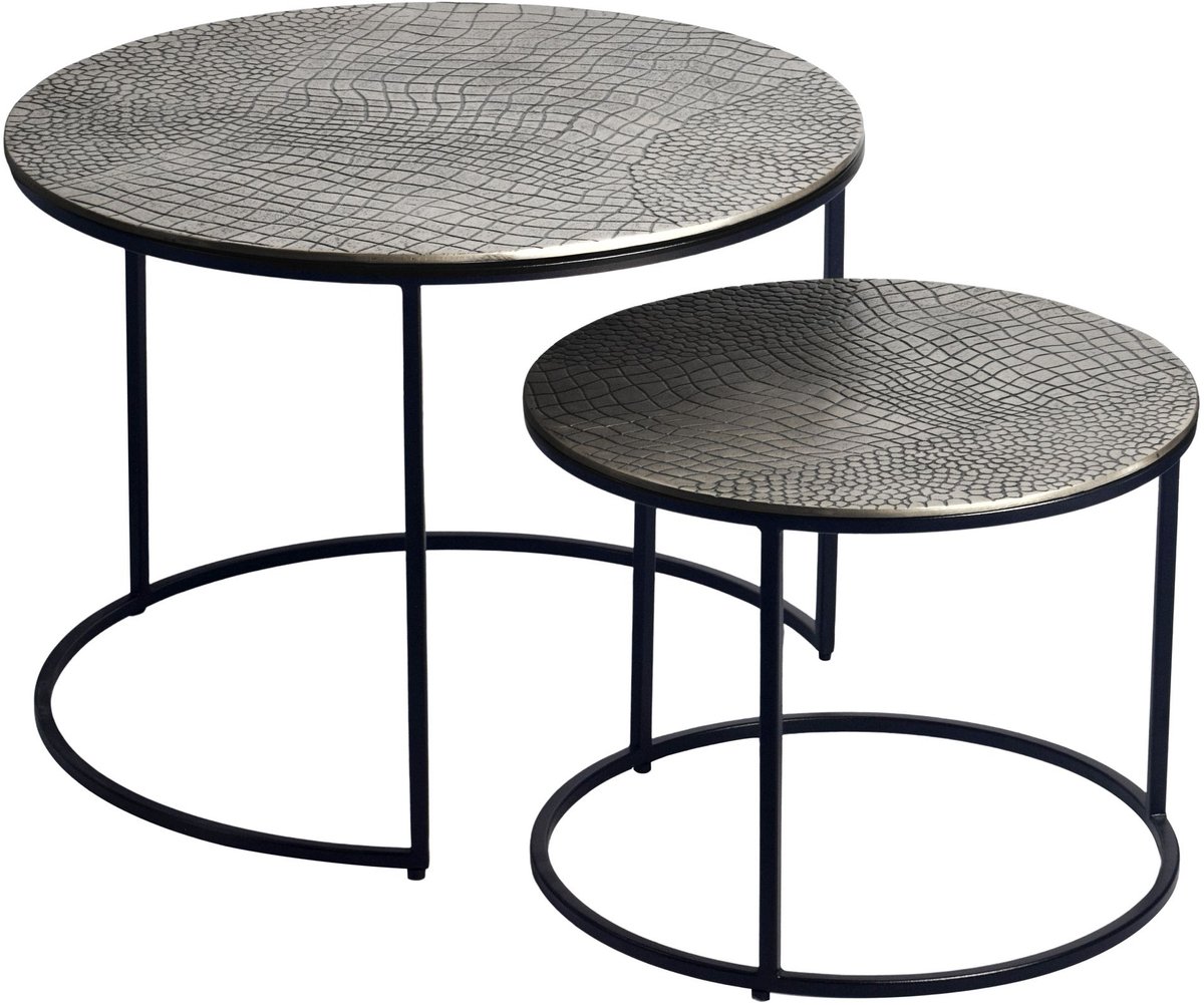Bijzettafelset zilver aluminium 60x60 cm