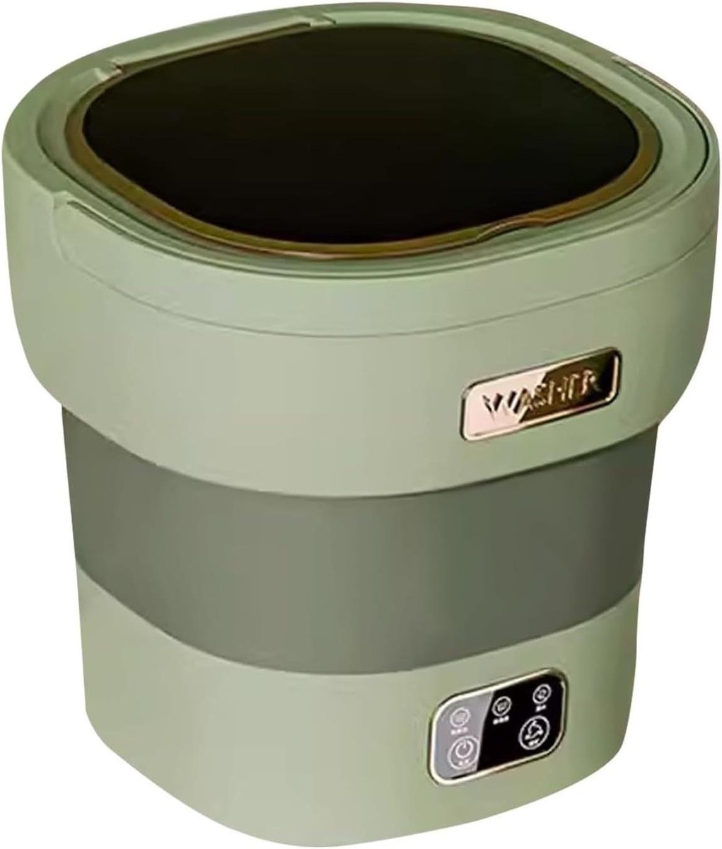 Opvouwbare Mini Wasmachine Draagbare Wasmachine Kleine Wasmachine Reizen en Camping Met Afvoermand 18 Liter Groen
