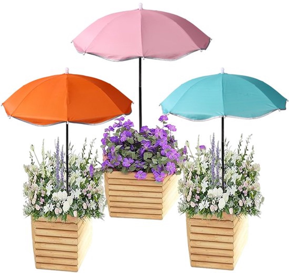 Tuinplantenparaplu 3 Stuks - Diameter 60cm - Hoogte 100cm - Zilvergecoat - Bescherming Tegen Zon - Voor Terrasbloemen/Groenten - Plantenparasol