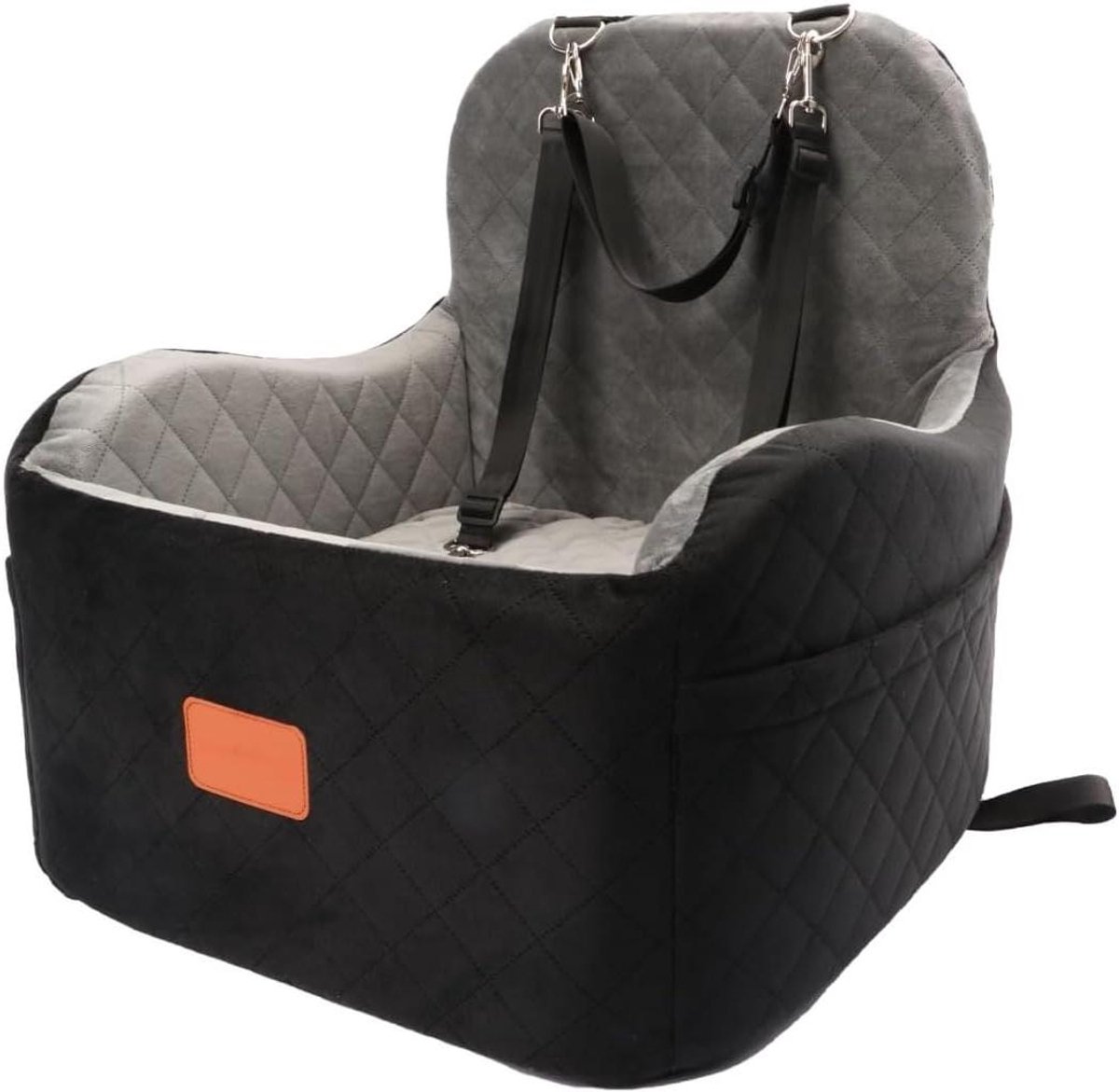 Hondenautostoel Verhoogd - Hondenmand Auto Booster - Veilige Autoritten - Schokabsorberend Traagschuim - 15 cm Verhoging - Zwart Grijs