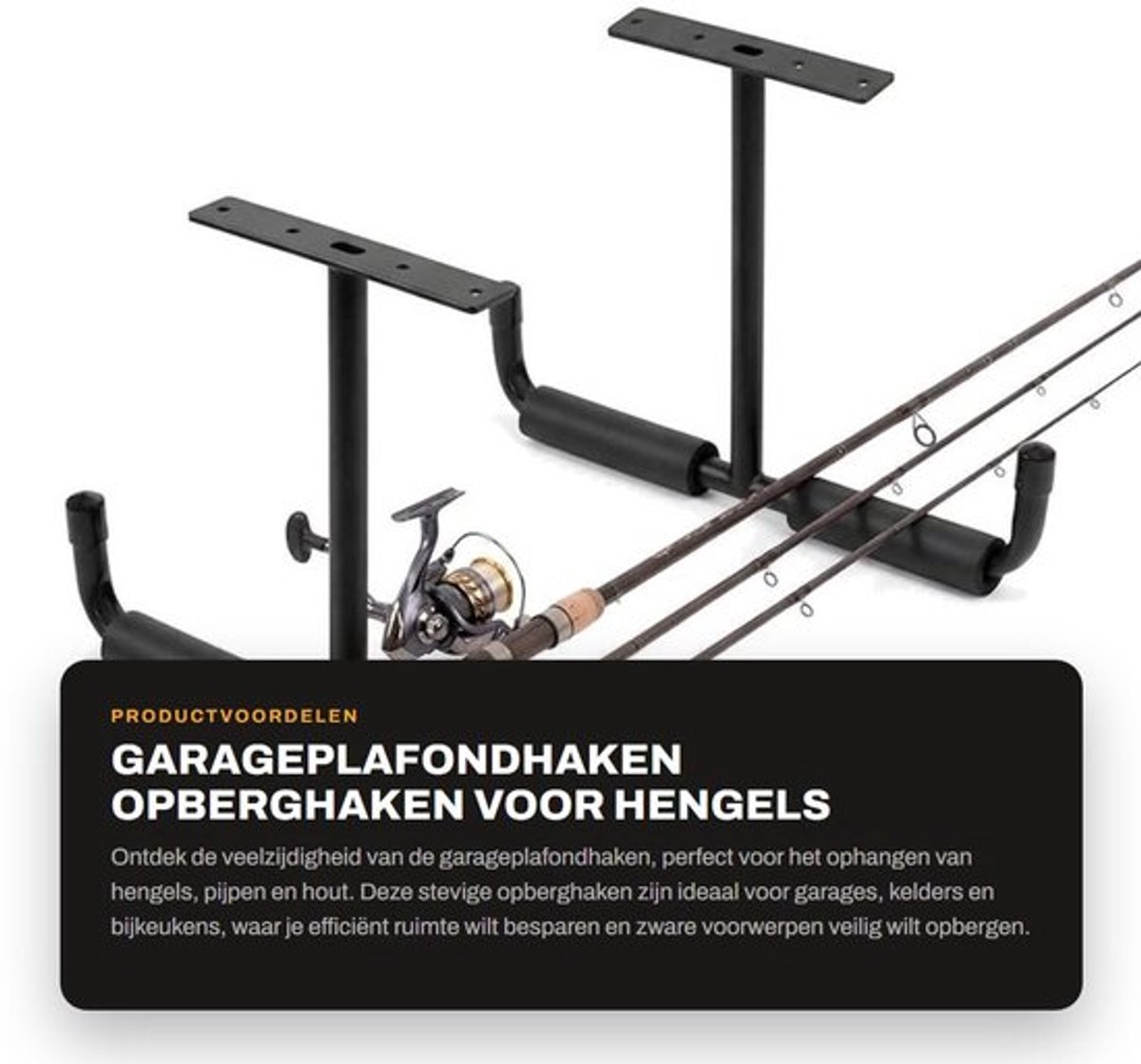 Opberghaken 2 Stuks - Roestvrij Staal - Draagvermogen 40 kg - Sterk en Duurzaam - Efficiënte Organisatie - Voor Hengels/Pijpen - Opberghaak