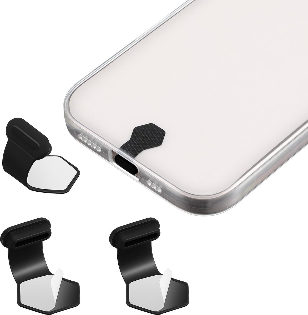 Dailygoods - Type C-poort Stofkappen - Zwart Siliconen Bescherming voor je Telefoon