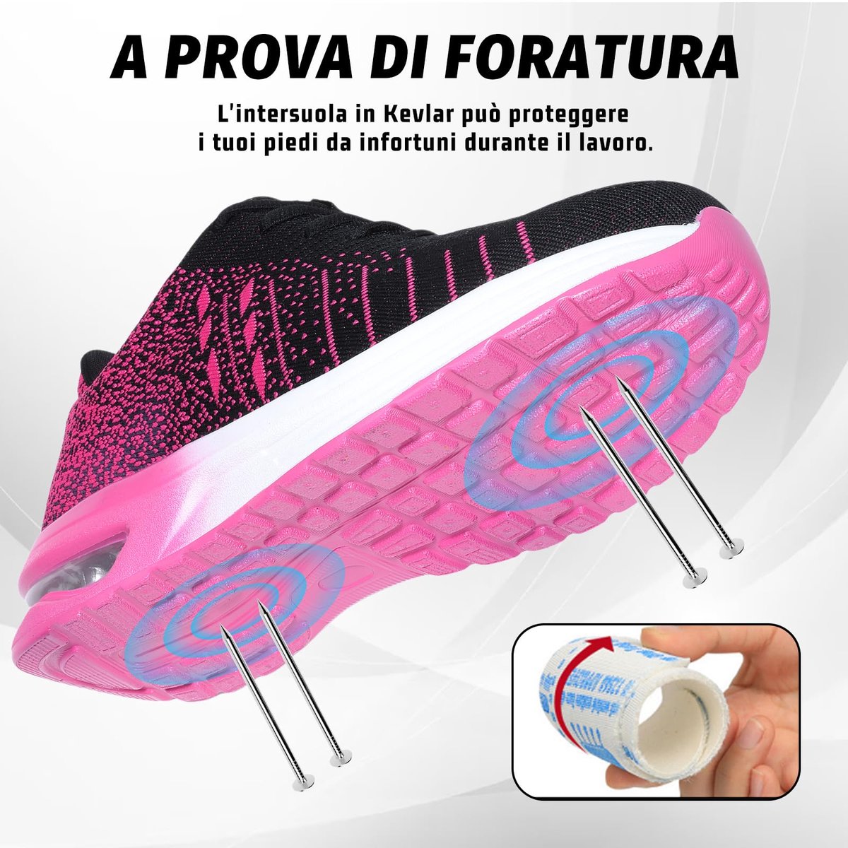 SnelShoppen - Lichtgewicht Veiligheidsschoenen Heren en Dames met Stalen Neus - Comfortabele Ademende Werk Sneakers - Roze 39.5 EU - Perfect voor Werk