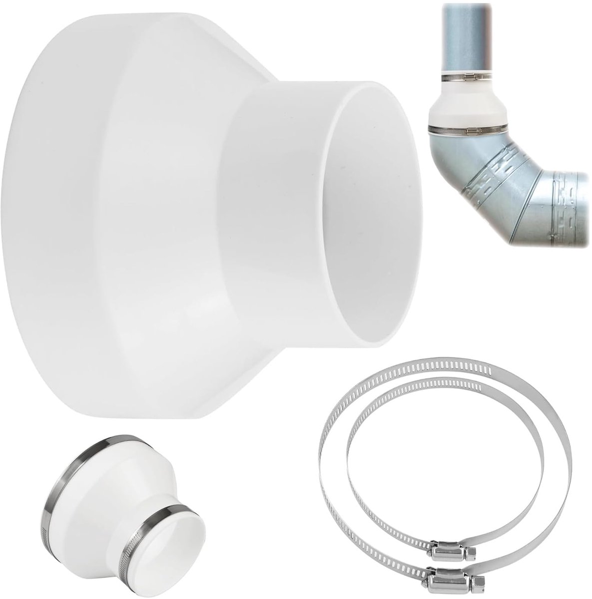 Dailygoods - Afvoer Slang Adapter - Van 150 mm naar 100 mm met Klemmen