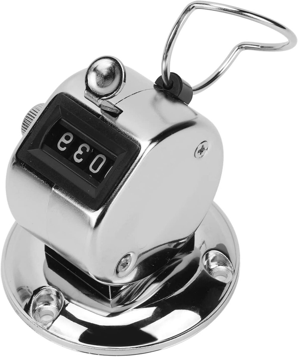 Clickerteller Handteller - Teller Metalen - Inventaris Tellen - 4-cijferig Display - 7.1 x 5.6 cm - Metaal
