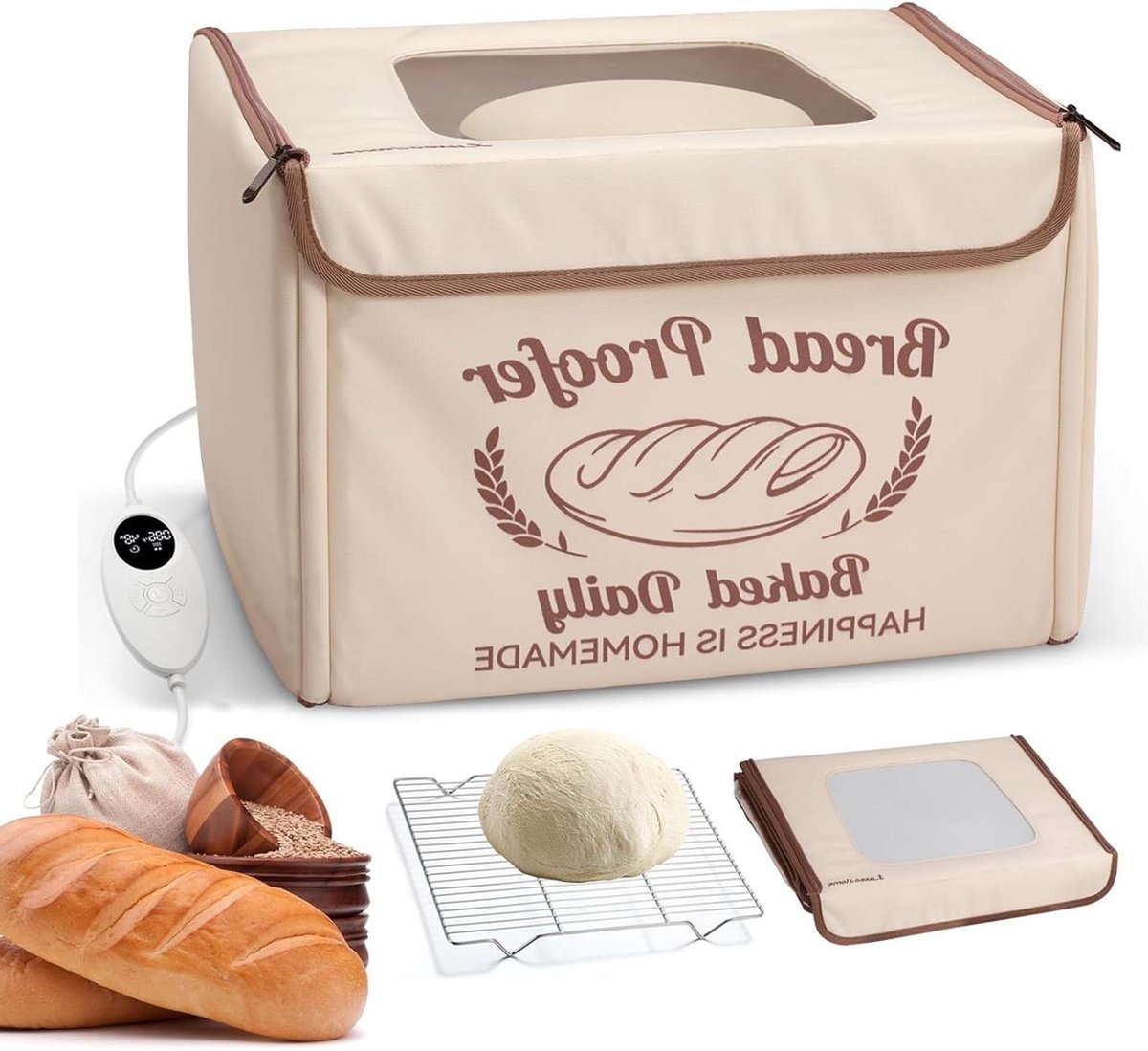Rijskast met Verwarming - Brood Fermentatiekast - Brood Bakken - Nauwkeurige Temperatuurregeling - 40x33x25 cm - Wit