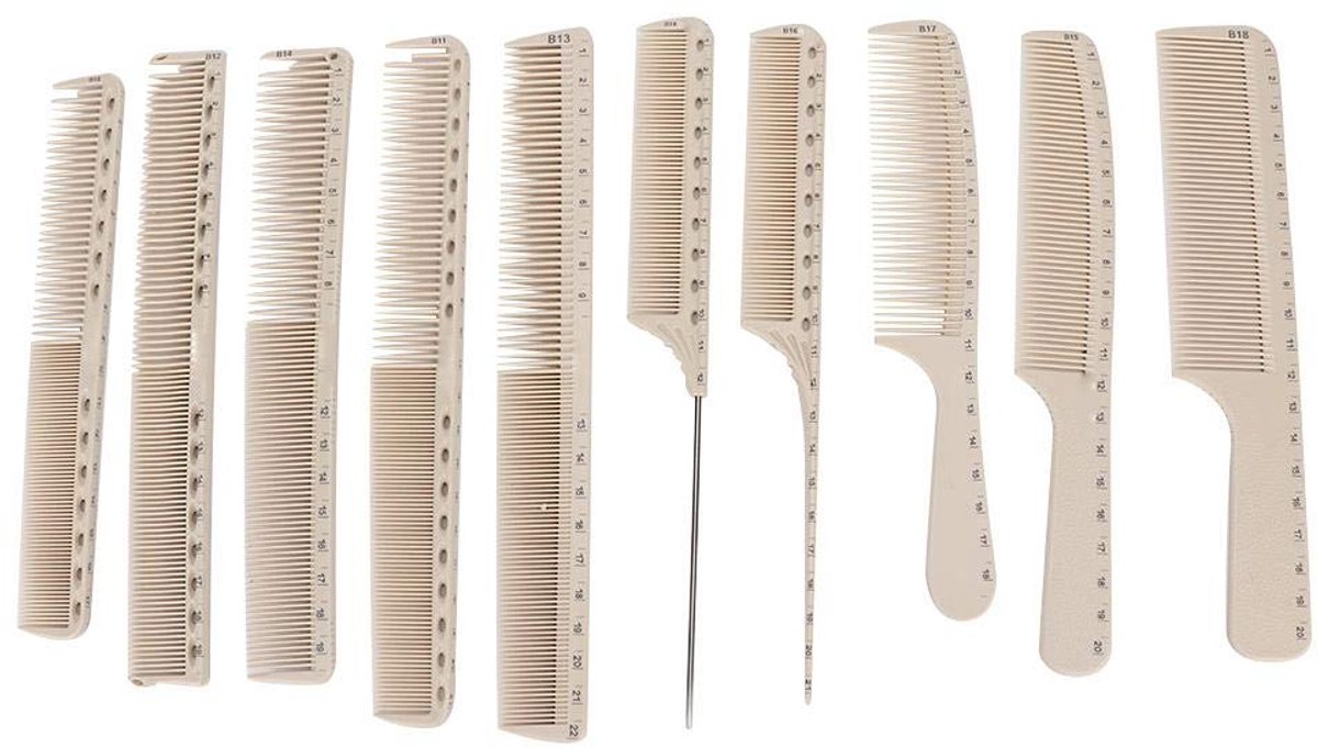 Dailygoods - Professionele Antistatische Haarknipkammen Set van 10 Stuks