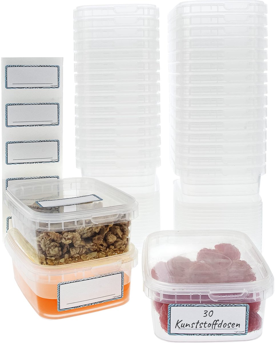 Dailygoods- Opbergpotten 30 stuks - Transparante kunststofdozen - 280 ml - Vaatwasser/vriezer/magnetron bestendig - Voor delicatessen/sauzen - Robuuste opslagoplossing - Vershouddozen