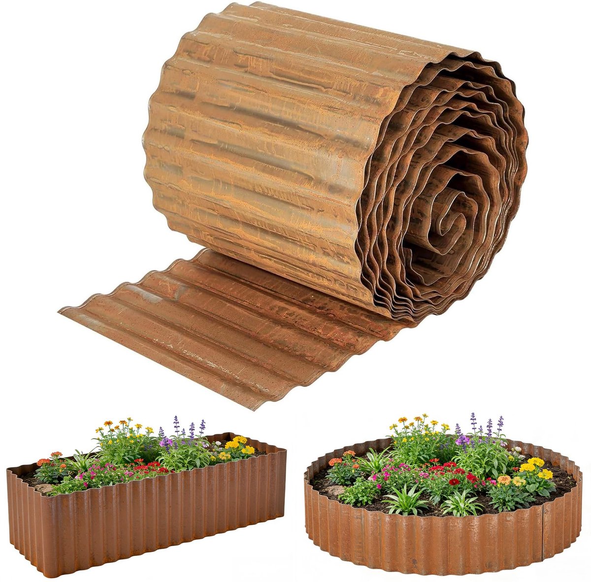 Dailygoods - Flexibele Gazonrand Metalen Borderrand 6 m - Eenvoudige Montage en Roestbestendig
