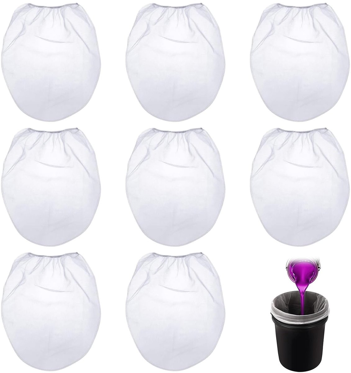 Dailygoods- Filterzak 8 Stuks - Fijnmazige Verfzeefzakken - Polyester - Elastische Opening - 32 x 28 cm - Voor Verf/Hydrocultuur - Verfzeef