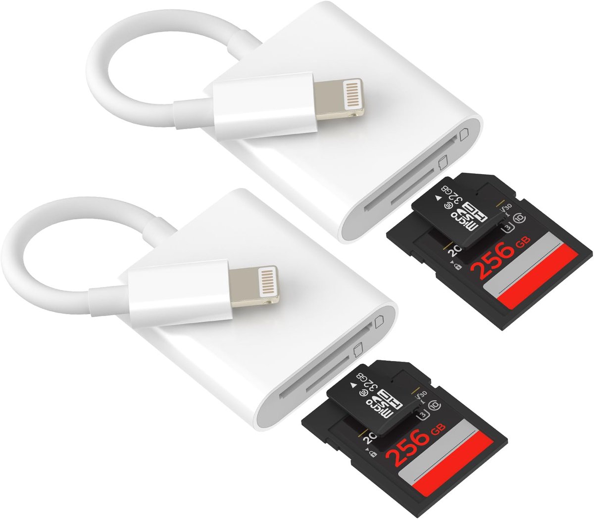 Dailygoods - Lightning SD Kaartlezer 2-Pack voor iPhone en iPad