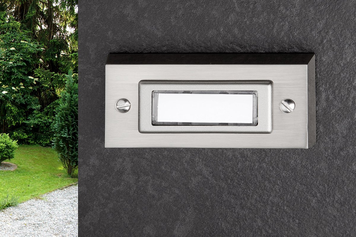 Dailygoods - Opbouw Deurbel Drukknop van Metaal - Messing Verchroomd met Naamplaatje
