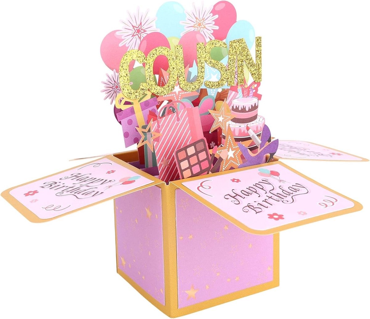 Dailygoods - Gelukkige Verjaardag Pop Upkaart - 3D Wenskaart met Ballonnen en Vuurwerk