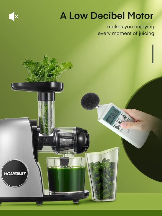 SnelShoppen - Slow Juicer Machines voor Fruit en Groenten, Professionele Koude Pers Juicer met Stille Motor, Omkeerfunctie en Makkelijk Schoon te Make van Snelshoppen — afbeelding 4