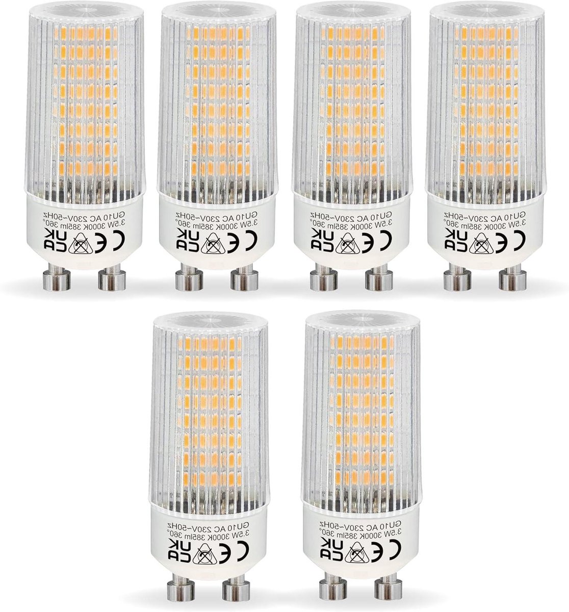 Ledlampen GU10 - Energiezuinig licht - Binnenverlichting - Brede stralingshoek - 6 stuks - Warm wit