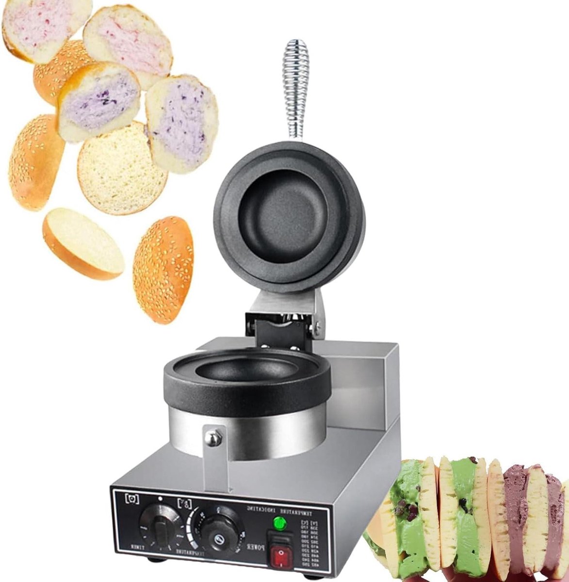 Elektrisch Wafelijzer - Burger Machine - Snacks Maken - Dubbelzijdig Verwarmen - 1200W - Zilver
